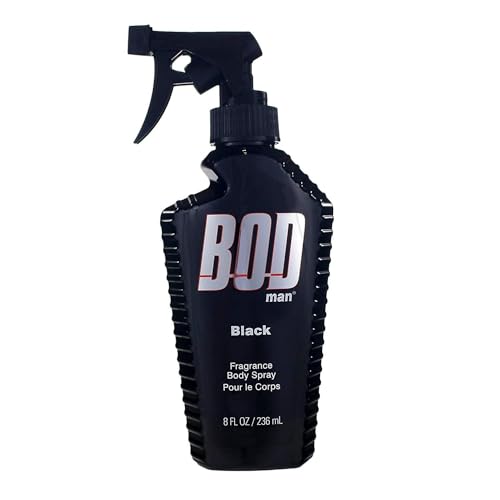 Bod Man Black Fragrance Body Spray for Men, 8 Fl Oz