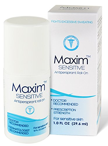 Maxim Sensitive Clinical Strength Antiperspirant for Women and Men. Blocks Sweat up to 7 days per application. Effective Clinical Antiperspirant for Sweat & Odor, Maxim Antiperspirant Roll-On, 1 Pack, 1 Fl Oz, Sensitive